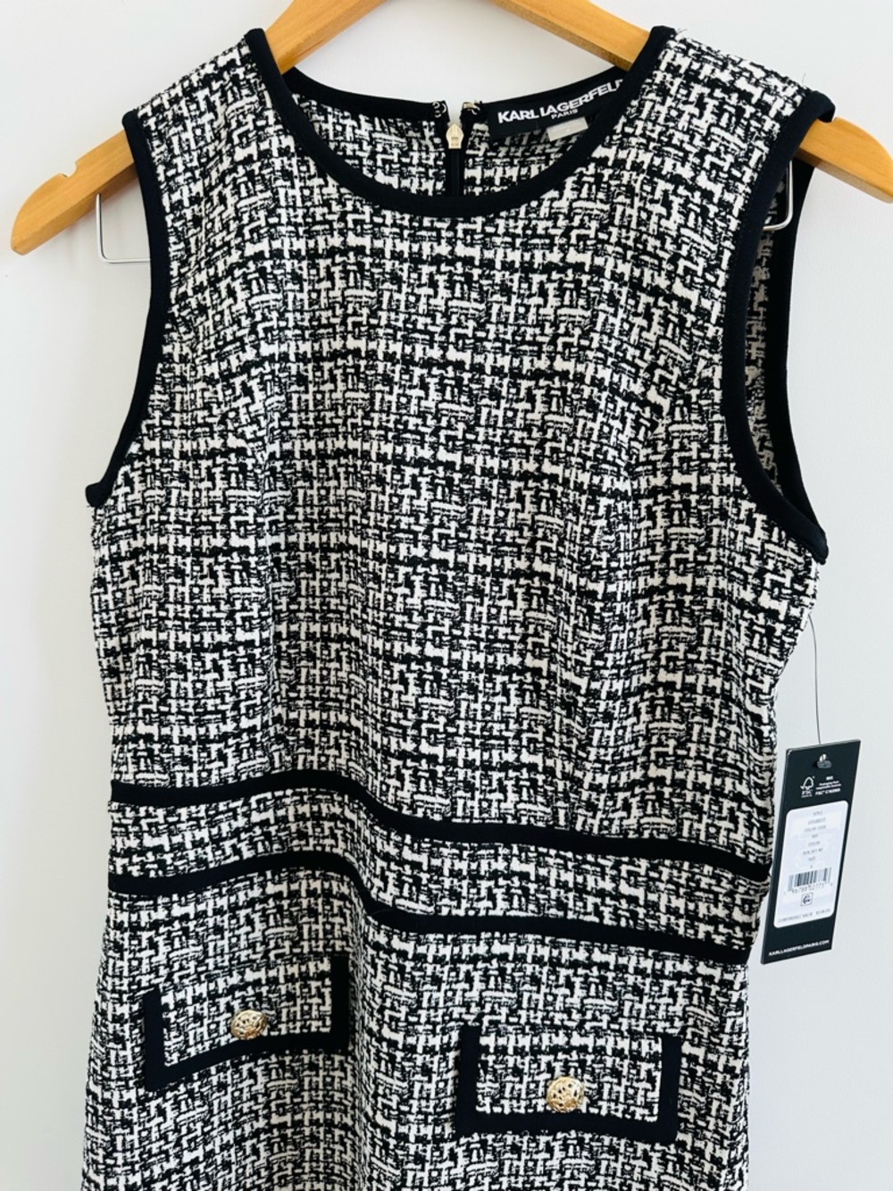 Karl Lagerfeld Black & White Tweed Mini Dress - Picture 9 of 9